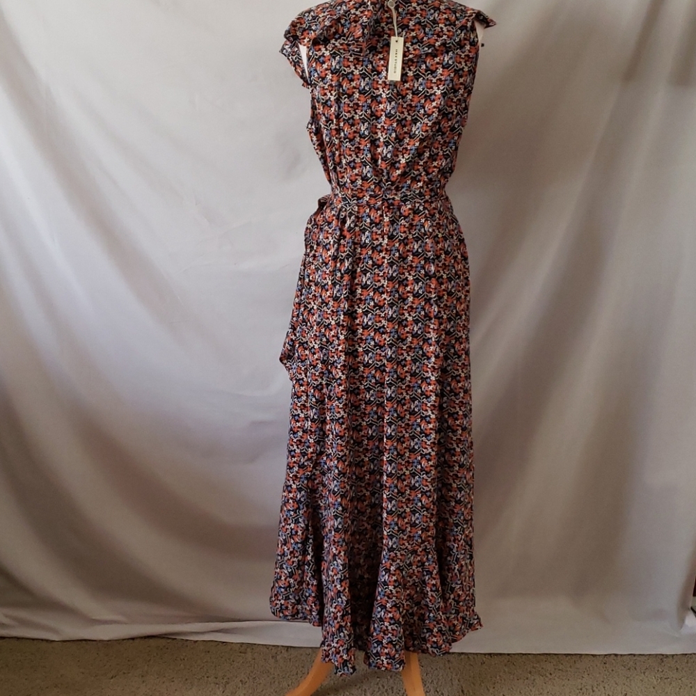 Max Studio Patterned Ruffle Wrap Midi Dress - Picture 8 of 12